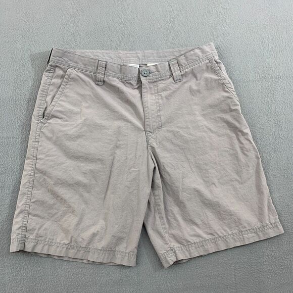 Columbia Washed Out Shorts Mens Size 34 Inseam 10L Gray Flat Front Chino Cotton - Picture 1 of 14